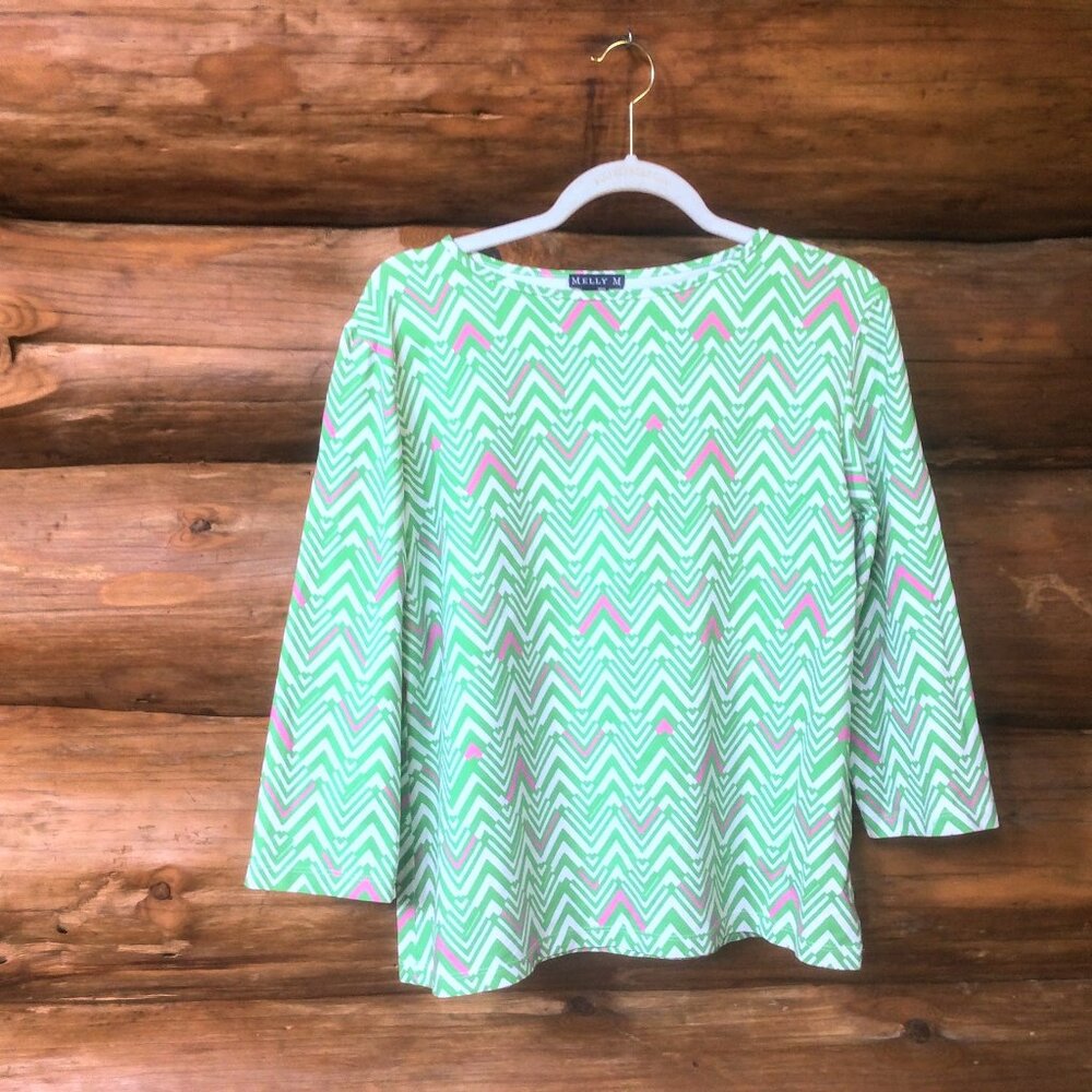 Melly M Green/Pink/White Pickleball EUC Activewear Top Size XXL